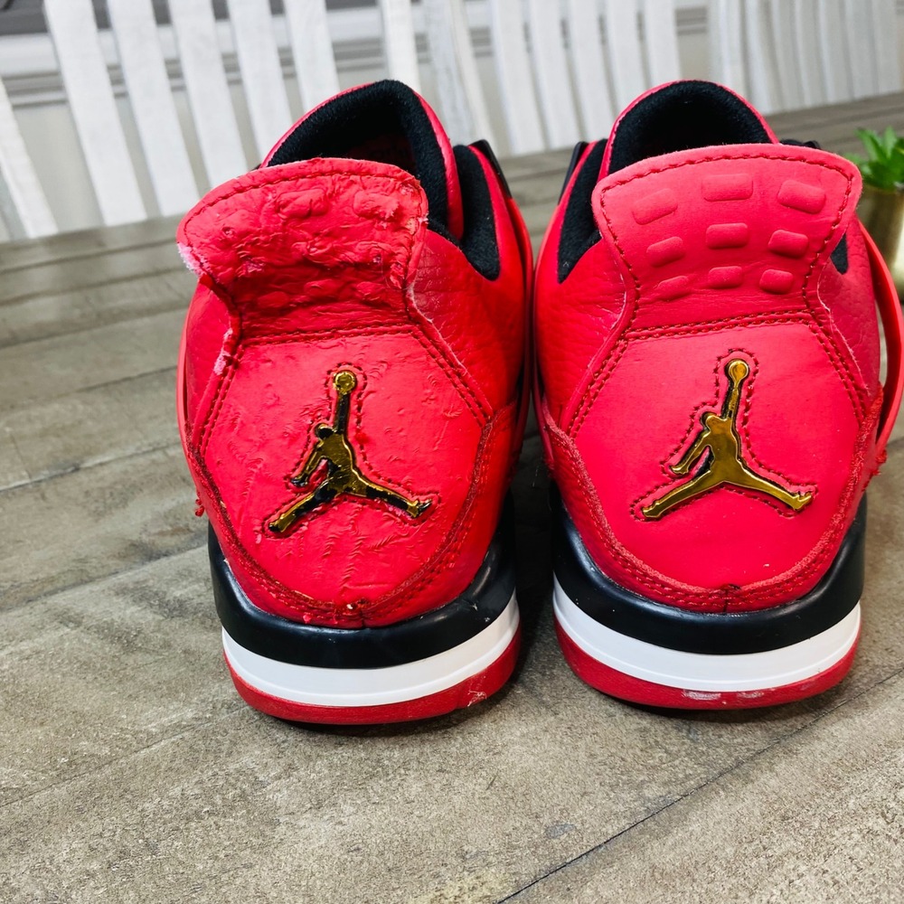 Nike Air Jordan 4‎ Retro Gym Red Obsidian FIBA Men's Leather Shoes Size 11 - Picture 6 of 8